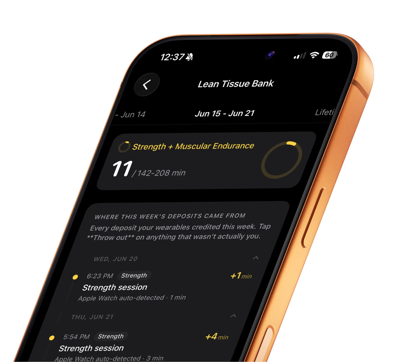 Lean Tissue Bank shown in the Attilio app